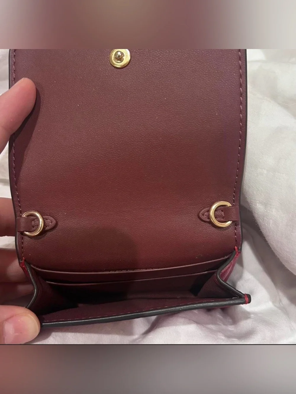 COACH Red Embossed Signature Leather Card Holder with Gold Logo